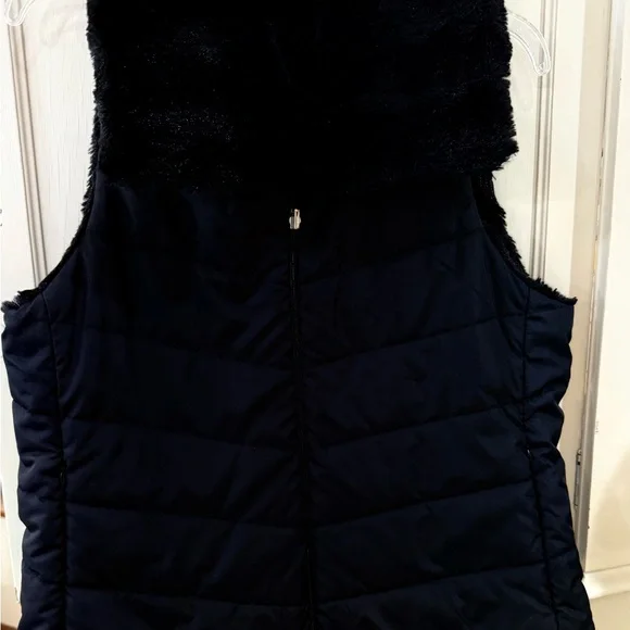 Women's reversible vest puffer and faux fur black size L - Picture 4 of 10